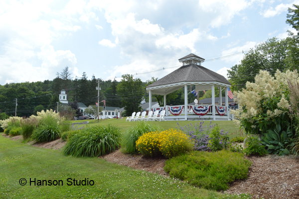 Center Harbor, NH - Gazebo with Chairs and Flowers - Summer